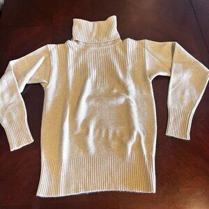 Mary Ann Restivo Womens‎  Turtleneck Sweater 100% Cashmere S Beige Ribbed